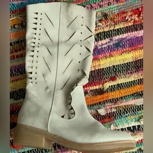 Genuine Leather Perforated Boots